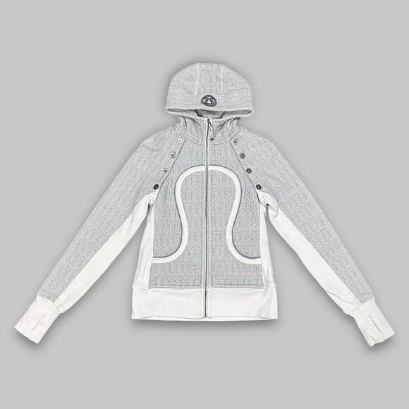 Lululemon Jackets & Blazers - Lululemon Special Edition Gray & White Scuba Hoodie Jacket Women’s Size 6